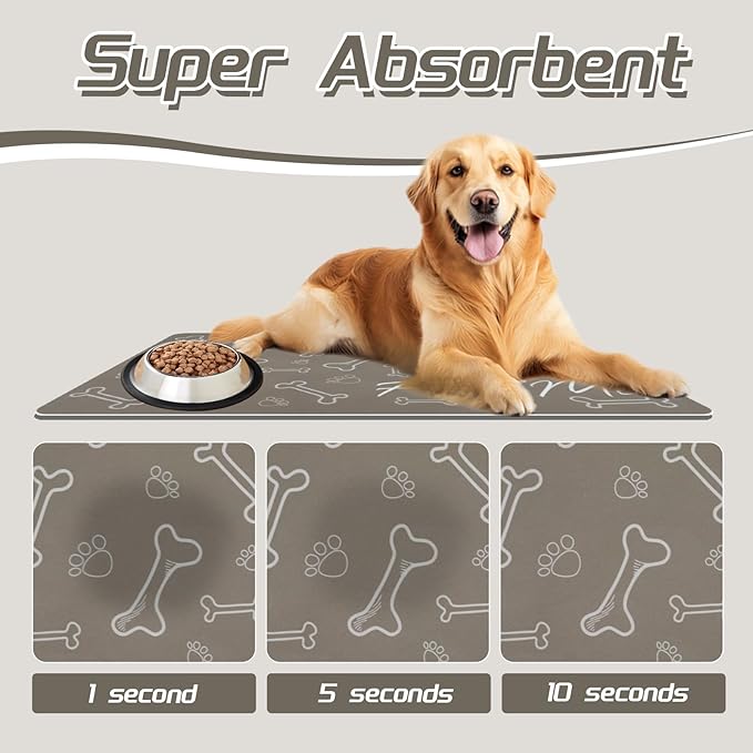 Le courant Absorbent Pet Mat Dog Cat Mat for Floors Waterproof，Cat Placemat Mat for Feeding Bowls - No Stains No Sliding Quick Dry Dog Water Mat Eating Mat Dish Mat-15.7x23.6 in