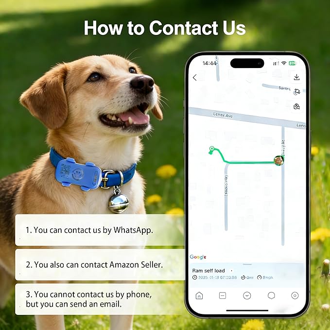 GPS Tracker for Dogs & Cats Pet GPS Location Tracker with Smart Alerts & Location History Geo-Fence Real-Time Waterproof iOS & Android Subscription Required （5-Day Free Trial）