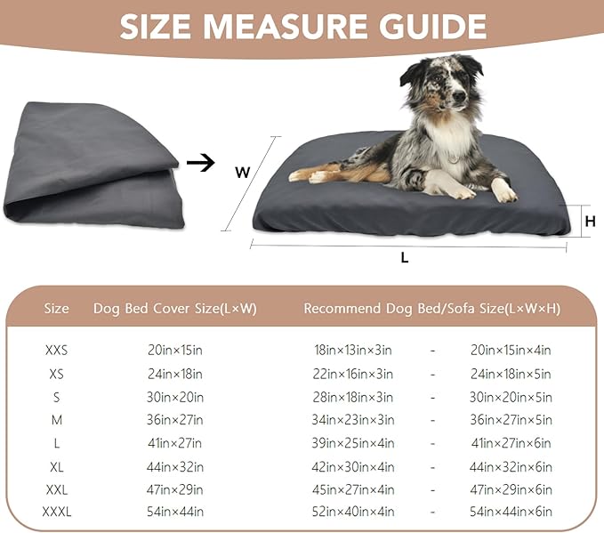 Dog Bed Cover Waterproof Replacement Machine Washable Covers for Dog Bed Heavy Duty Scratch Resistant Mattress Protector Pet Bed 30x20 Inch Grey Cover Only
