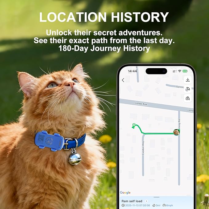 GPS Tracker for Dogs & Cats Pet GPS Location Tracker with Smart Alerts & Location History Geo-Fence Real-Time Waterproof iOS & Android Subscription Required （5-Day Free Trial）
