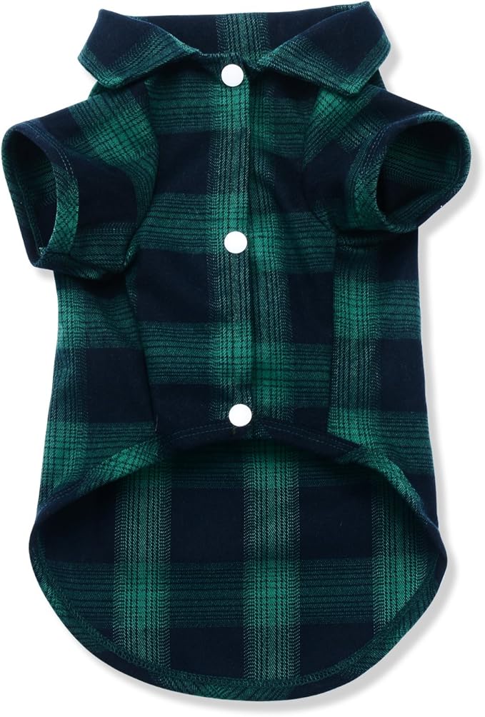 Koneseve Dog Shirt Pet Plaid Clothes T-Shirts Sweater Bottoming Shirt for Small Dog Cat Puppy Grid Adorable Wearing Stylish Cozy Halloween,Christmas Costumes (Green;XL/Extra Large)