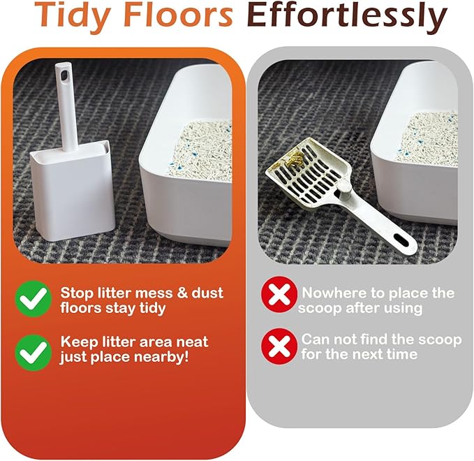 Cat Pooper Scooper, 2 in 1 Cat Litter Scoop with Holder Stand Cat Stuff Cat Scooper for Litter Box Cat Accessories Cat Supplies Kitty Litter Scoop Heavy Duty and Easy Clean Scoop Away Cat Litter