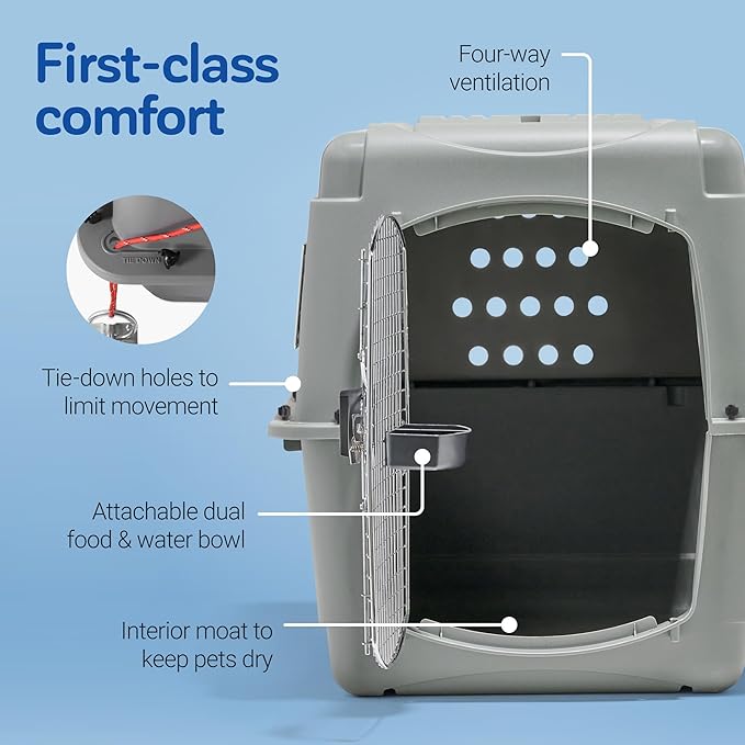 Petmate Sky Kennel - For Air and Travel, Airline Compliant Dog Crate for Pets 50-70 lbs, Heavy Duty Dog Kennel, Made in the USA- 36 Inches