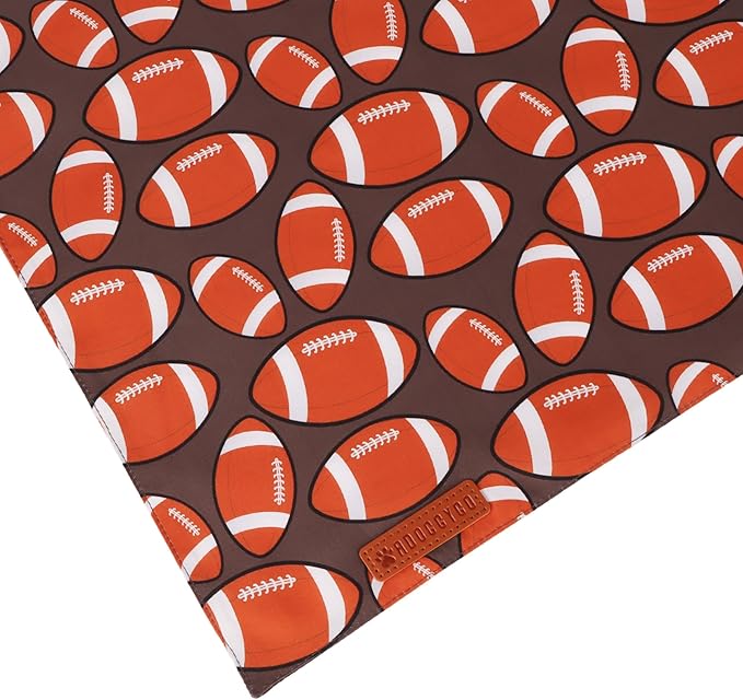 ADOGGYGO Dog Bandanas Boy Girl, Reversible Football Donuts Pet Scarf, Premium Fabric, Adjustable Fit Brown Football Bandanas for Extra Large Dogs (X-Large)