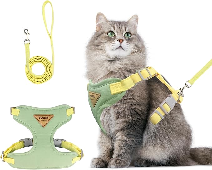 wanheart Cat Harness and Leash Set Escape-Proof Adjustable cat Leash and Harness Combo Suitable for All cat Breeds (Green, L)