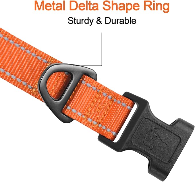 Joytale Reflective Dog Collar,Soft Neoprene Padded Breathable Nylon Pet Collar Adjustable for Extra Large Dogs,Orange,XL