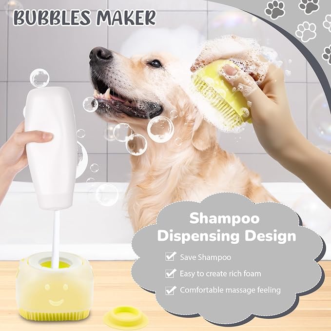 Dog Grooming Kit for Shedding – 8-Piece Pet Grooming Supplies with Deshedding Brush, Bath Gloves, Towels & Silicone Toothbrush | Ideal for Dogs, Cats, Small and Large Pets (Gray)