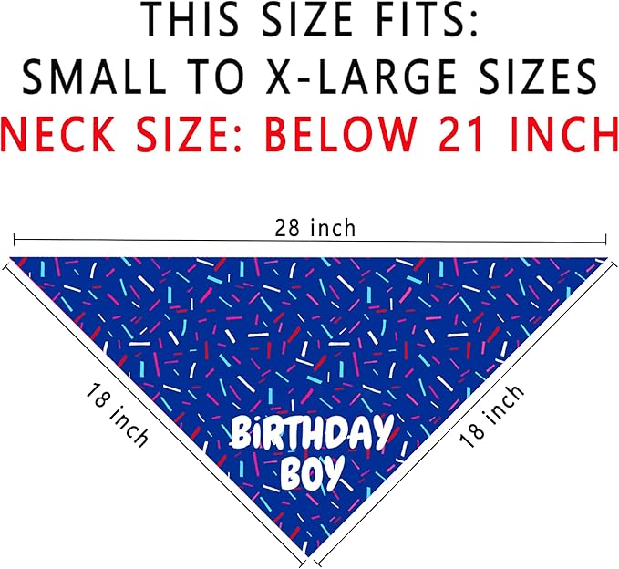 Birthday Boy Dog Bandanas 1 Pack, Blue Birthday Dog Scarfs for Boys, Pet Scarves for Boy HBD Bandanas for Small Medium Large Dogs (Birthday Boy, One Size)