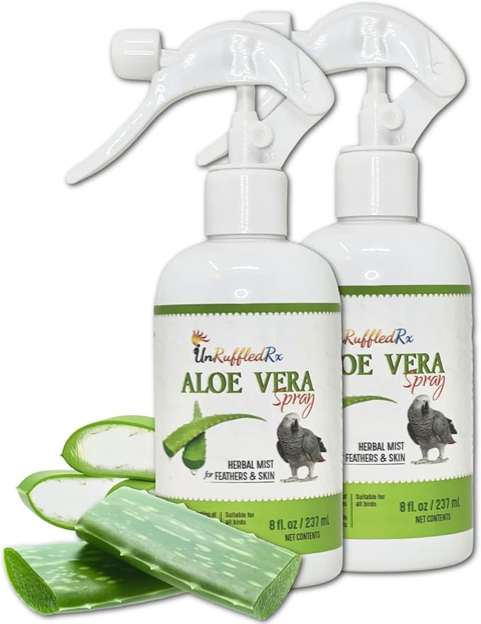 UnRuffledRx Aloe Vera Bird Spray for All Birds – Soothes Itchy Skin & Feather Plucking – 8oz Odor-Free Mist, Safe if Ingested, Daily Use Bird Mist, Softens Feathers, Natural Formula – Made in USA