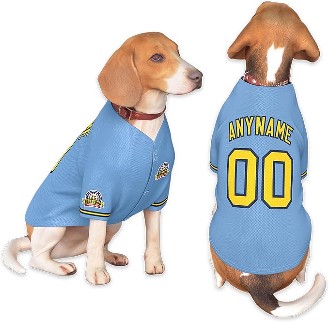 Custom Dog Baseball Jersey with Name Number Logo for Small Pet Dogs-Personalized Dog Shirts