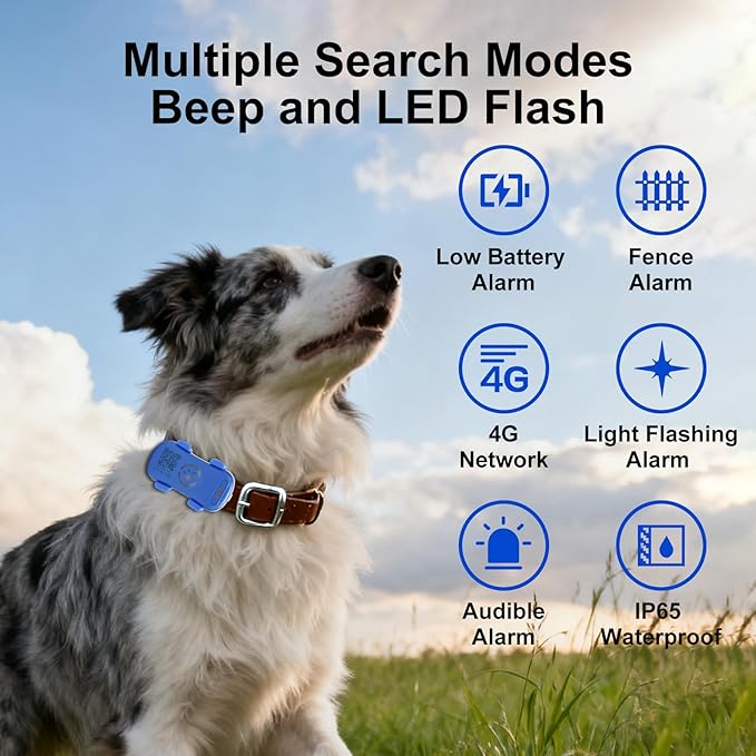 GPS Tracker for Dogs & Cats Pet GPS Location Tracker with Smart Alerts & Location History Geo-Fence Real-Time Waterproof iOS & Android Subscription Required （5-Day Free Trial）