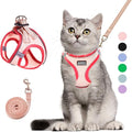 Cat Harness and Leash Set, Soft and Breathable Vest with Reflective Strip, Escape Proof Kitten Harness, Easy to Wear for Cats Walking and Traveling (Pink, M)