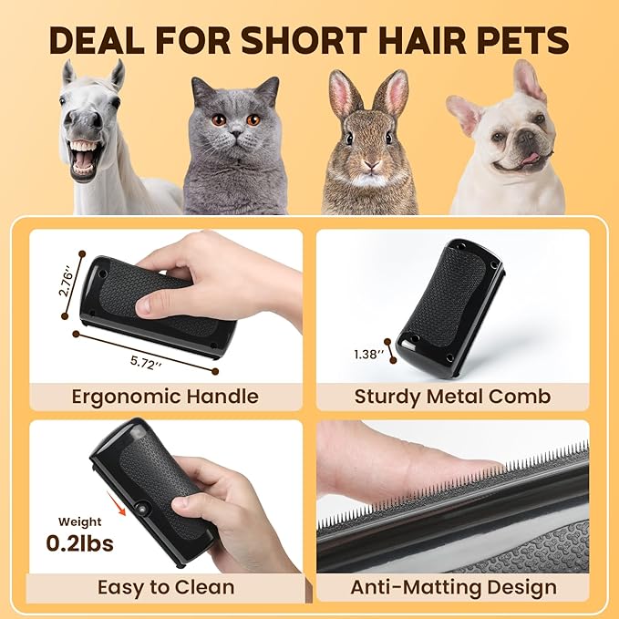 Deshedding Dog Brush & Pet Hair Remover Comb – Grooming Tool for Cats, Dogs, Rabbits, Horses, Hamsters | Itching Relief & Gift for Pet Lovers