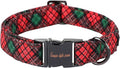 Unique style paws Dog Collar Metal Buckle Puppy Collar for Winter Christmas Red Green Plaid for Small Medium Large Boys Girls Dogs
