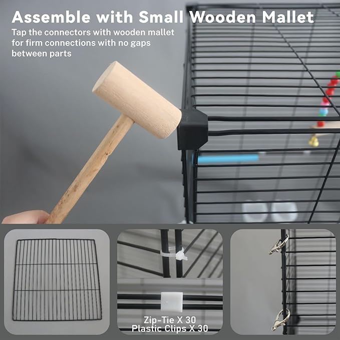 Medium Flight Bird Cage, Black Parakeet Cages with Rolling Stand & Wheels, Wide Birdcage for Parrots Cockatiels Conure Budgie Canary Finch Lovebird