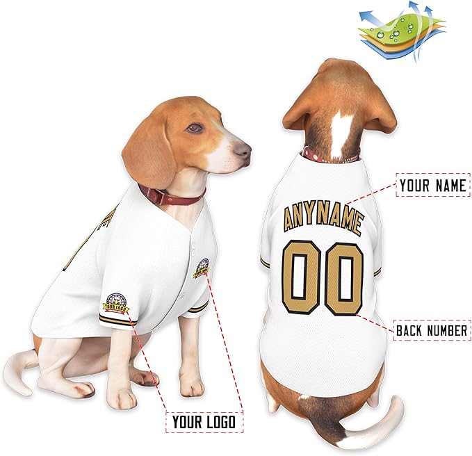 Custom Dog Baseball Jersey with Name Number Logo for Small Pet Dogs-Personalized Dog Shirts