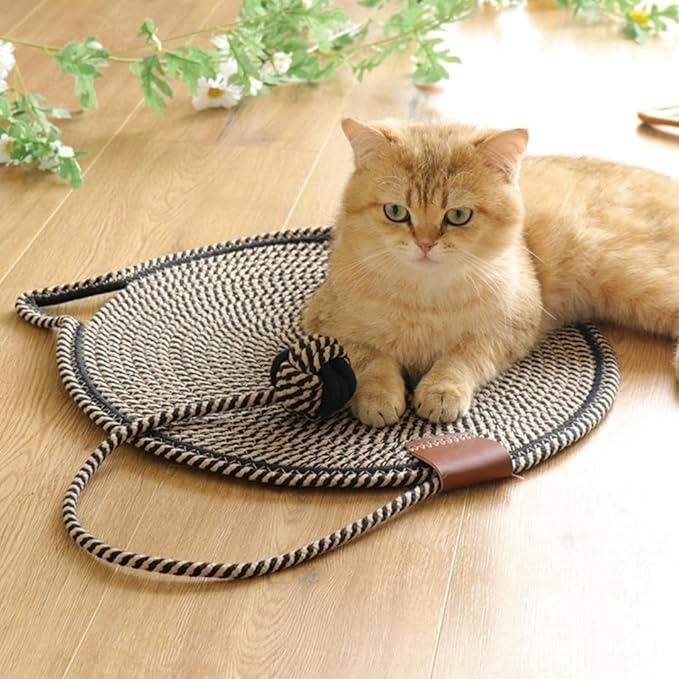 Cat Scratcher Mat, Natural Cotton Rope Cat Scratch Pad, 15.7'' Round Horizontal Floor Cat Scratching Pads for Indoor Cats, Cat Furniture Protector for Wall, Couch, Carpets, Sofas
