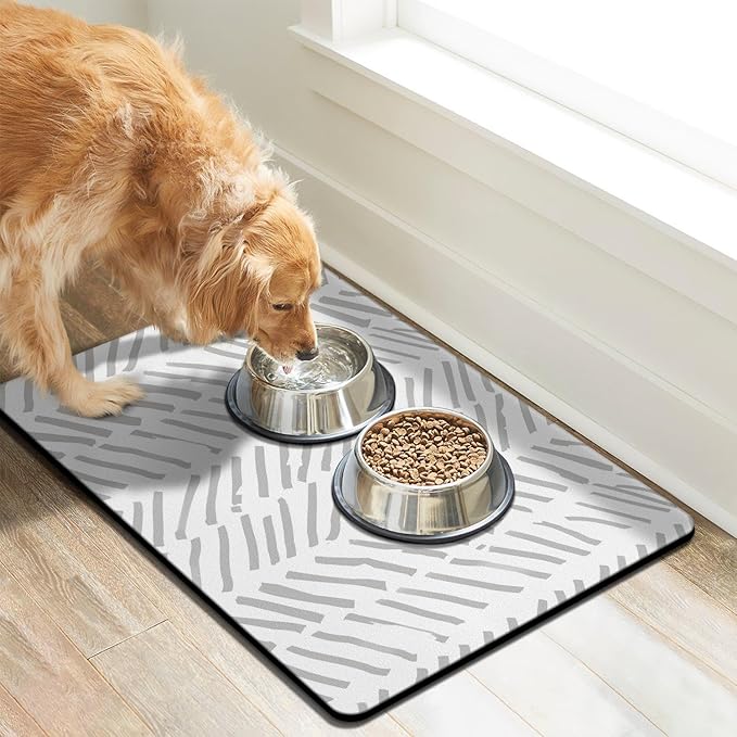 Dog Food Mats for Floors Absorbent, Pet Cat Food Mat - Quick Dry Dog Bowl Mats for Food and Water, Eco-Friendly Boho Pet Supplies