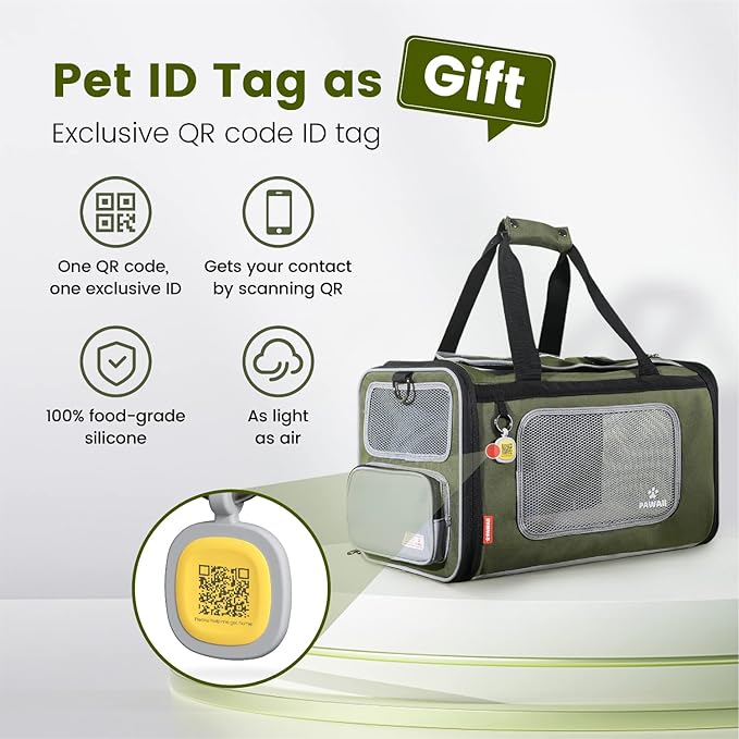 Pawaii Pet Carrier, TSA Airline Approved Cat Carrier, Soft Sided Collapsible Pet Travel Carrier, Foldable, Protable, Travel Friendly Pet Travel Carrier for Cats and Puppy