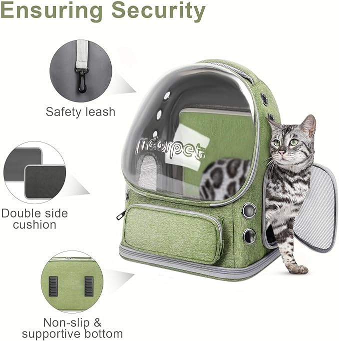 Breathable Cat Bubble Backpack Large Space Pet Carrier Backpack Expandable for Kitty Dog, Foldable Airline Approved Cat Backpack, Transparent PetTravel Backpack Up to 20 lbs (Green) (Green)