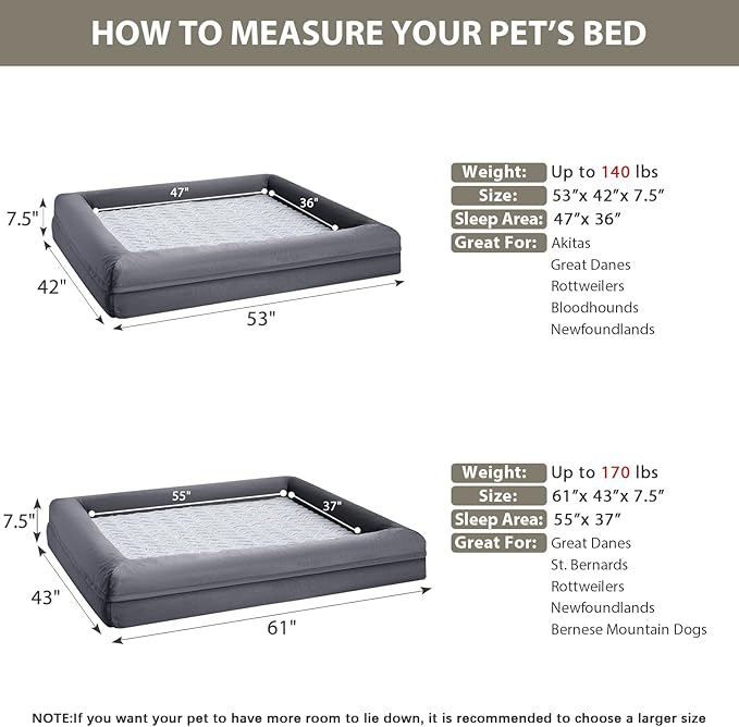 WNPETHOME XXL Extra Large Dog Bed, Washable Dog Couch with Removable Waterproof Cover, Orthopedic Large Pet Sofa Bed with Bolster Sides for Sleeping