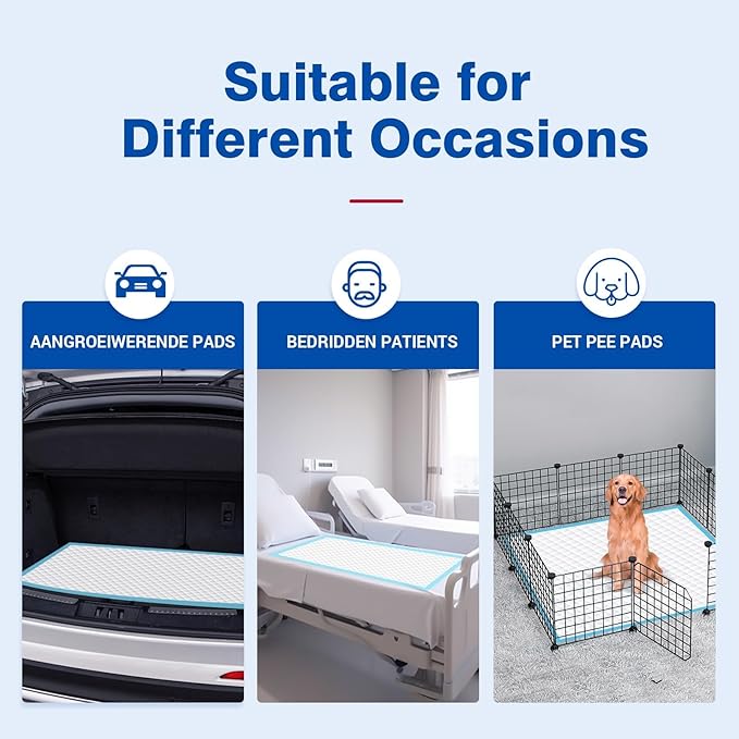Bed Pads Disposable 40"X60" Super Absorbent Pee Pads, Oversized Underpads for Adults, Elderly, Pets [150x200CM, 15pcs]