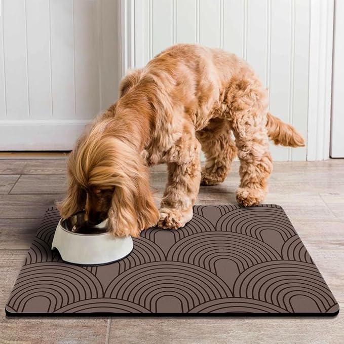 Dog Food Mats for Floors Absorbent, Pet Cat Food Mat - Quick Dry Dog Bowl Mats for Food and Water, Eco-Friendly Boho Pet Supplies