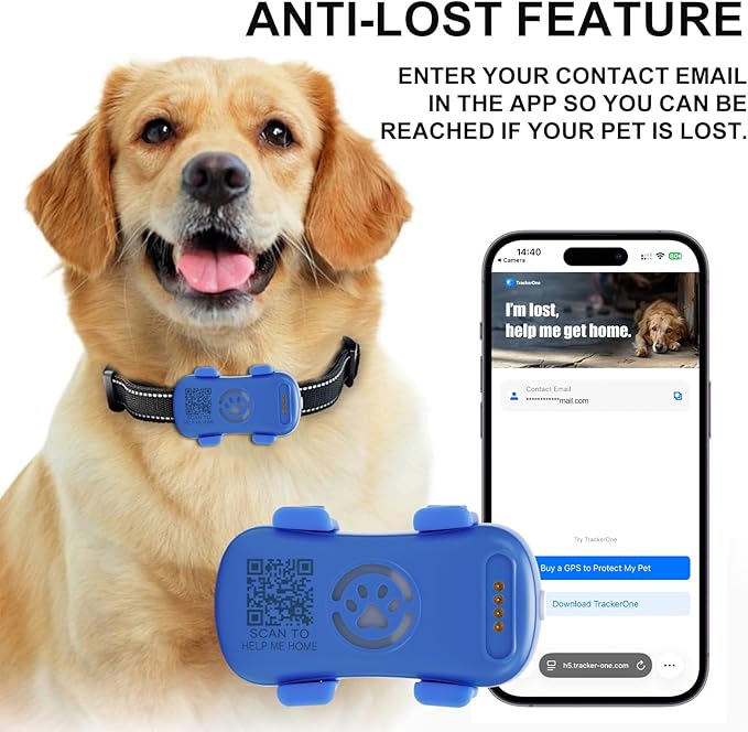 GPS Tracker for Dogs & Cats Pet GPS Location Tracker with Smart Alerts & Location History Geo-Fence Real-Time Waterproof iOS & Android Subscription Required （5-Day Free Trial）