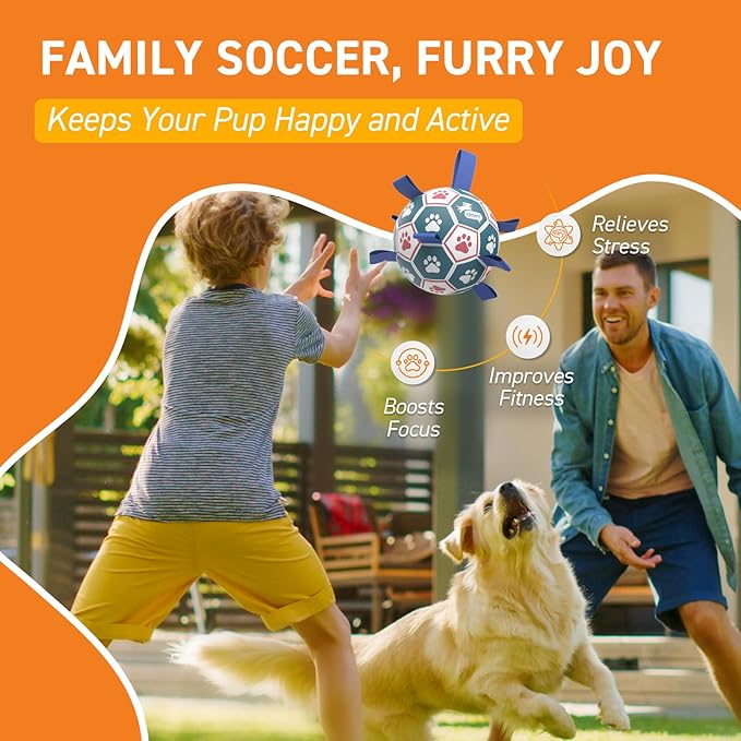 QDAN Large Dog Toys, 8 Inch Durable Balls for Dogs for Outdoor Indoor, Soccer Ball with Straps, Herding Balls, Interactive Toy for Tug of War, Dog Ball to Keep Them Busy (8 Inch)