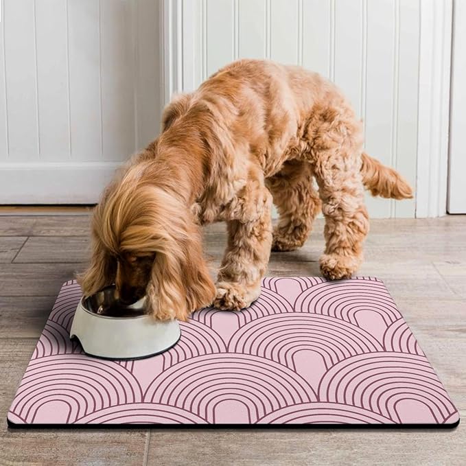 Dog Food Mats for Floors Absorbent, Pet Cat Food Mat - Quick Dry Dog Mat for Food and Water Boho Pet Supplies