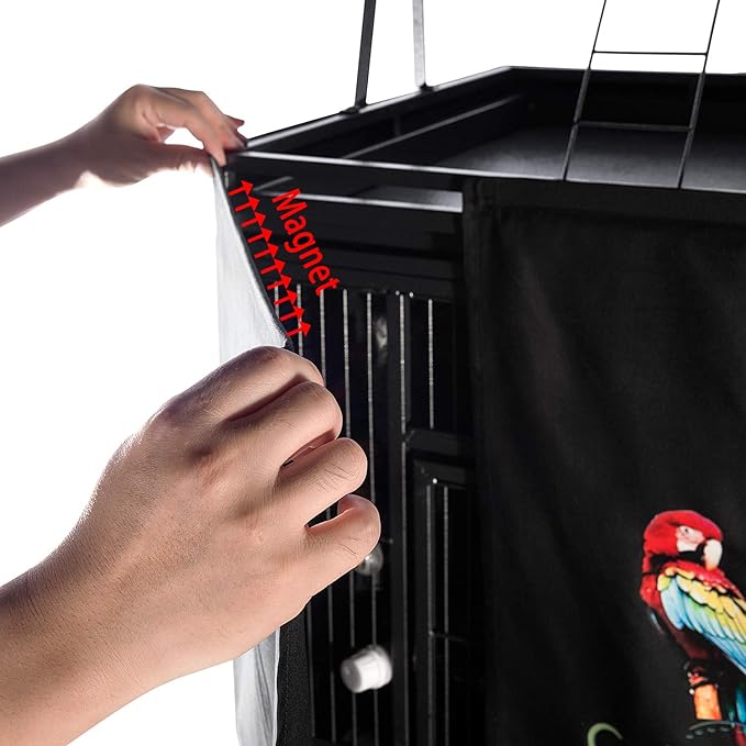 Colorday Good Night Bird Cage Cover for Large Bird Cage with Play Top (Patented), Black 61"
