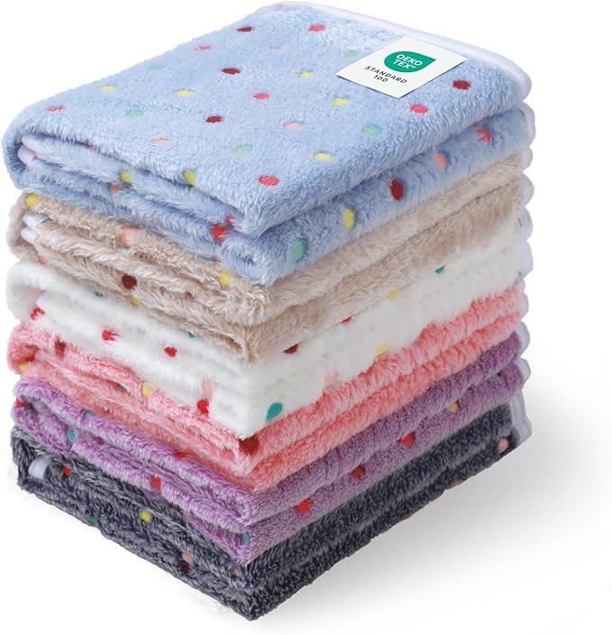 1 Pack 6 Blankets Dog Cat Soft Fluffy Fleece Pet Blanket Warm Cute Print Design Puppy Kitten Blanket Doggy Dot Small(23"x16")