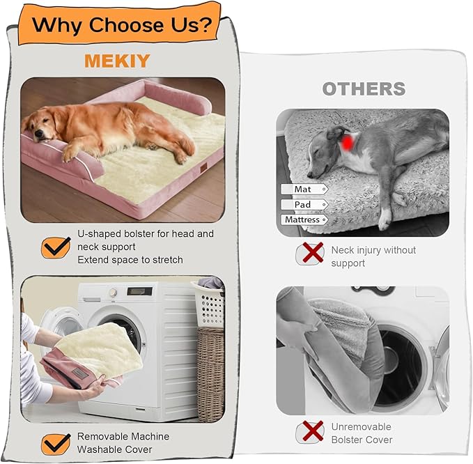 Small Dog Bed Waterproof Orthopedic Dog Beds for Medium Sized Dogs Comfy Pet Cat Bed with Sides, Washable Removable Cover