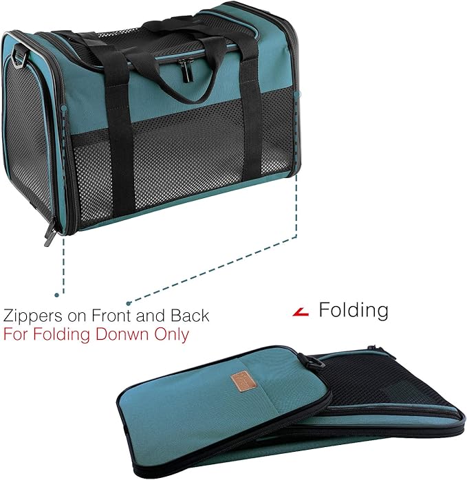 Cat Carrier - Portable Foldable Dog Pet Carrier, Soft-Sided Pet Bag up to 22 Lbs, Airline Approved Travel Puppy Carrier