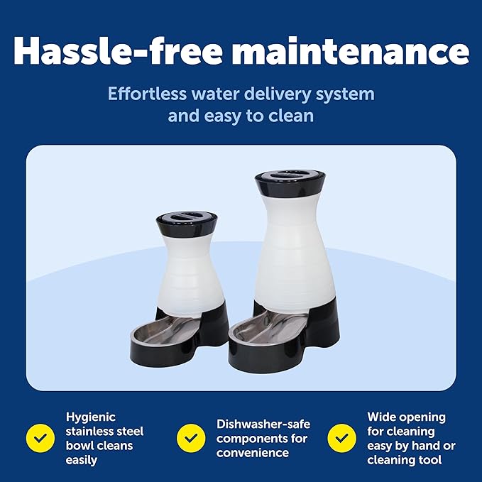 PetSafe Healthy Pet Water Station - Large, 320 oz Capacity - Gravity Pet Water Fountain, Automatic Cat Water Fountain or Dog Water Fountain - Water Dispenser - Removable Stainless Steel Bowl Included