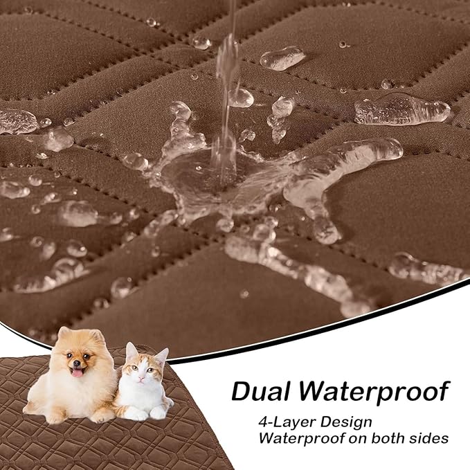 hyha Waterproof Dog Bed Blanket, Soft Pet Blankets, Waterproof Couch Cover for Dogs, Reversible Sofa Covers Washable for Furniture (68x82 Inch, Brown/Brown)