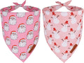 ADOGGYGO Pink Christmas Dog Bandanas 2 Pack, Reversible Santa Snowman Xmas Scarf Bib, Adjustable Fit Pink Christmas Bandana for Medium Large Dogs Girl (Large)