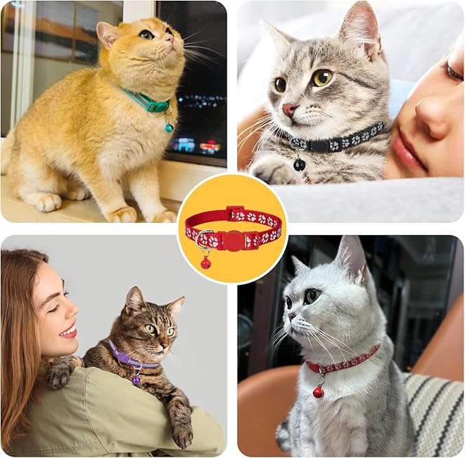 Taglory Kitten Collar Breakaway with Bell, 2 Pack Girl Boy Pet Kitten Collar Adjustable 6-8 Inch for 2-6 Months Cat, Yellow