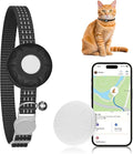 Cat Tracker, GPS Tracker Compatible with Apple Find My App(Only iOS), Waterproof Cat Tracker Collar with Bell and Safety Elastic Buckle, No Monthly Fee Pet Tracker, Up to 1-Year Battery