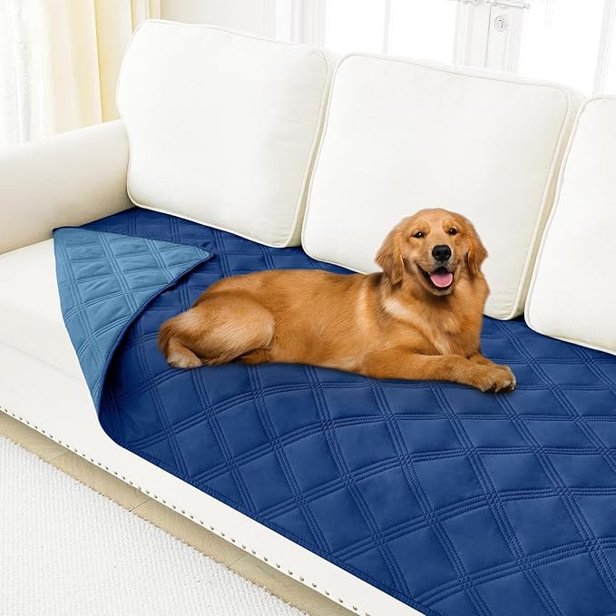 Smiry Waterproof Dog Bed Cover Blanket 30x70, Soft Reversible Pet Blanket, Washable Leakproof Cats Dogs Couch Cover for Sofa, Couch, Furniture, Navy/Blue