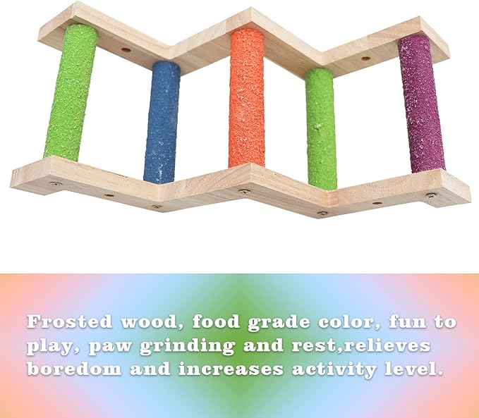 Bird Ladder Bridge, Wooden Parrot Hamster Climbing Ladder Toys, Bird Perch Stand, Bird Cage Accessories, Small Animals Climbing Toy for Parrot Hamster Rat Squirrel Sugar Gliders Parakeets Cockatiels