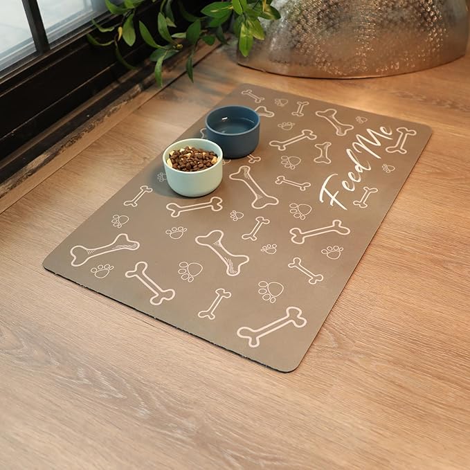 Le courant Absorbent Pet Mat Dog Cat Mat for Floors Waterproof，Cat Placemat Mat for Feeding Bowls - No Stains No Sliding Quick Dry Dog Water Mat Eating Mat Dish Mat-15.7x23.6 in