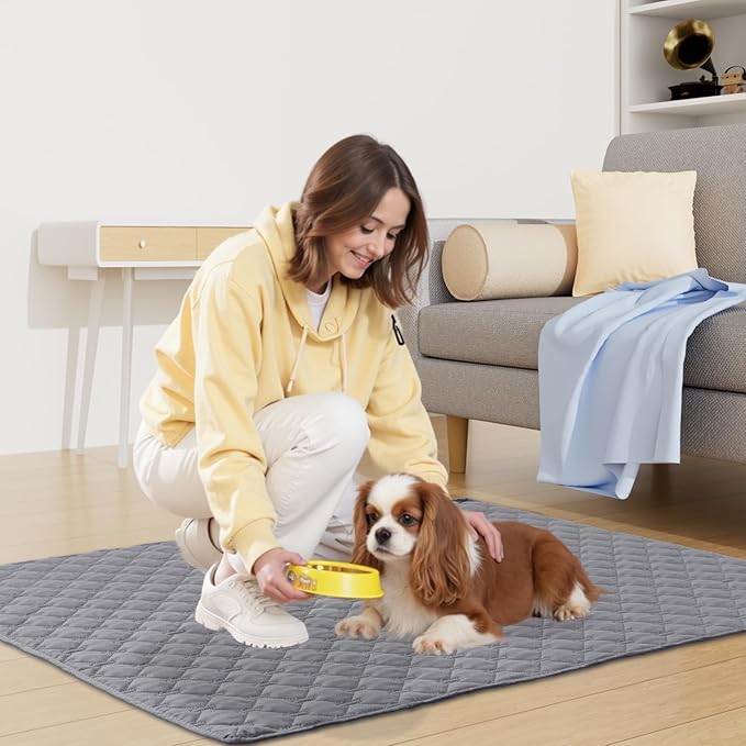 Smiry Waterproof Dog Bed Cover Blanket, Soft Reversible Pet Blanket, Washable Leakproof Cats Dogs Couch Cover for Sofa, Couch, Furniture (40x50 Inch, Grey/Dark Grey)