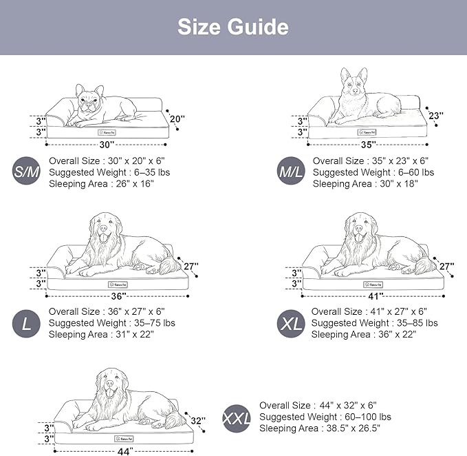 Orthopedic Dog Beds for Large Dogs, Memory Foam Dog Beds Large Sized Dogs, Washable Removable Cover, Nonskid Bottom, Waterproof, for Indoor, Outdoor, Crate ＆ Car Use, 44x32x6 Inches, Brown Grey