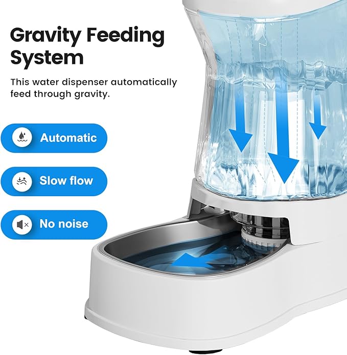 Gardner Pet Automatic Dog Water Dispenser Gravity Stainless Steel Water Waterer Feeder, Large Capacity Water Feeding Bowls for Medium & Large-Sized Dogs Cats Other Pets -(2.1 Gallon)