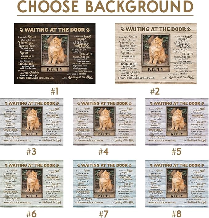 Personalized Cat Memorial Stone, Headstones Gift for Cat Lovers, Loss of Sympathy Gifts with Customizable Photo Prints, Name, Years, Background Color