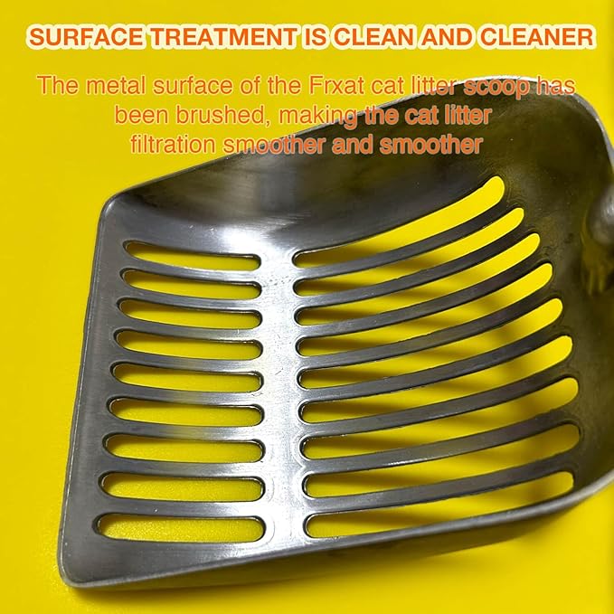 Cat Litter Scoop, Kitty Metal Scooper, Aluminum Alloy Sifter, Kitten Pooper Lifter, Deep Shovel, Long Handle, Poop Sifting, Durable, Heavy Duty, for Litter Box