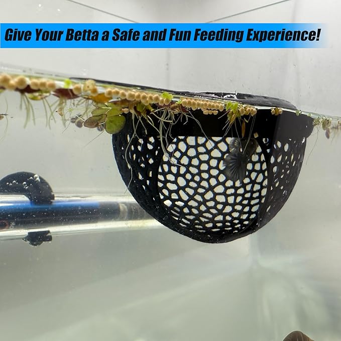 Aquarium Floating Betta Fish Skins, Betta or Shrimp Feeder, Cave and Hammock, Small Fish Feeding Rings, Aquarium Hiding Feeding Decorative Accessories (Wood Color)