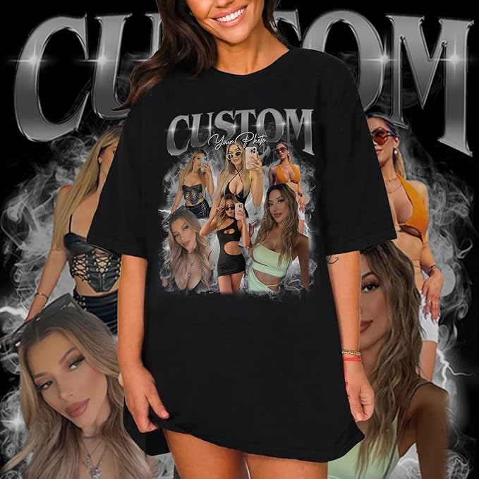 NAZENTI Custom Bootleg Rap Tee, Custom T-Shirts with Picture, Retro Custom Bootleg, Valentine's Gifts for Him Her