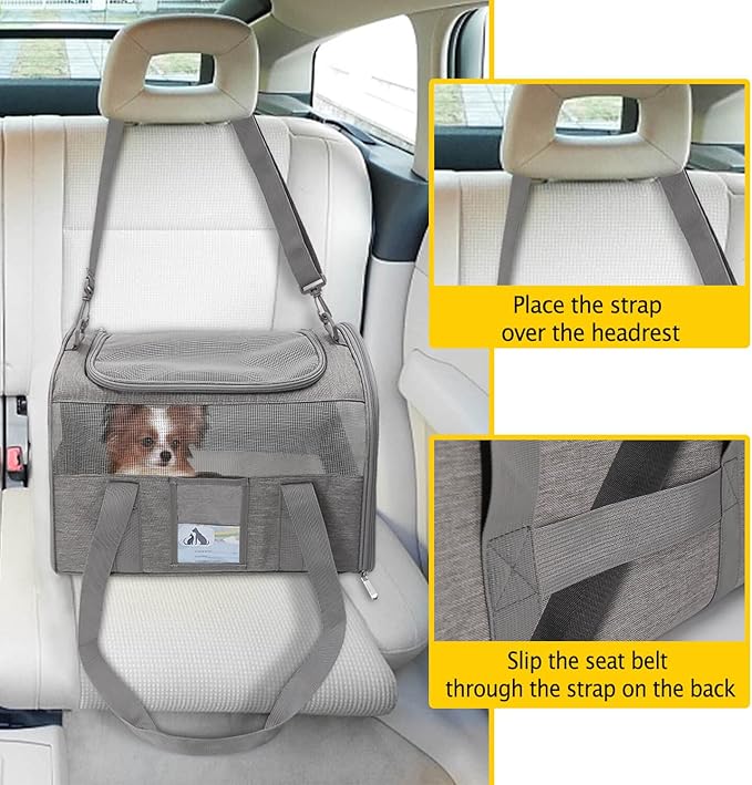 Refrze Cat Carrier,Dog Carriers for Small Dogs Medium Cats Pet Carrier up to 15 Lbs, TSA Airline Approved Cat Carrier Soft, Cat Dog Crate Travel Bag,Grey